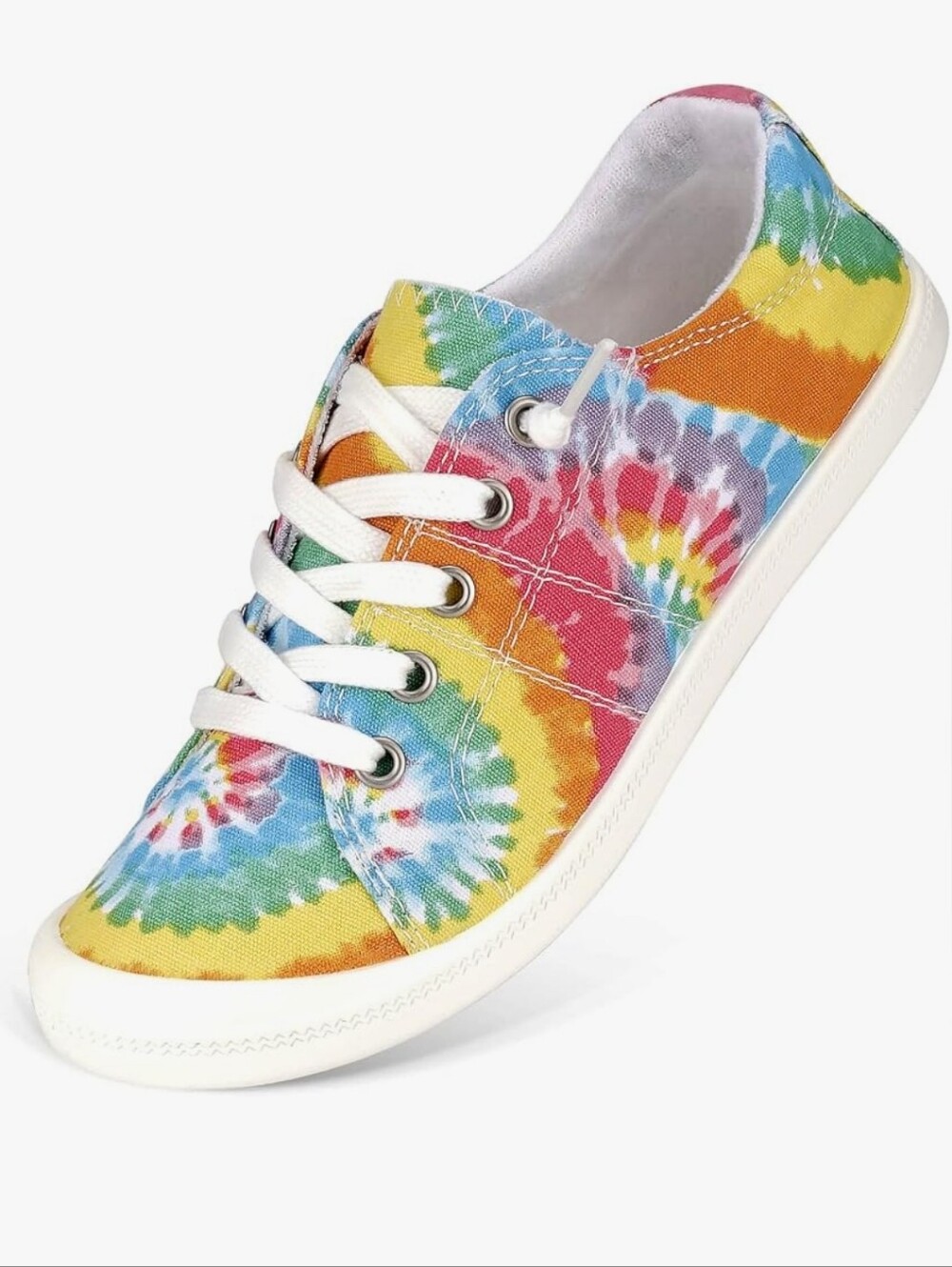 Canvas Sneakers for Women Low Top Round Toe Flat Loafers Memory Foam